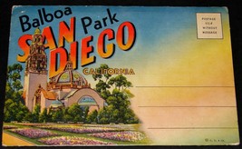 Balboa Park San Diego California Antique Postcard Folder Curt Teich Co 6.1&quot;x4.1&quot; - £15.63 GBP