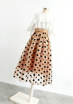 Summer Khaki Polka Dot Skirt Women Plus Size A-line Organza Midi Skirt image 4