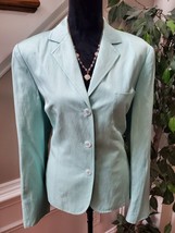 Worthington Women&#39;s Blue Silk Single Breasted Long Sleeve Jacket Blazer Size 12 - £35.31 GBP