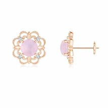 Authenticity Guarantee 
ANGARA Vintage Style Rose Quartz and Diamond Earrings... - £537.35 GBP