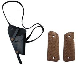 Army WWII U.S M3 Colt M1911 Shoulder Holster Black with Wood Colt Grip - £29.84 GBP