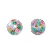 2 Lampwork Glass Beads Clear Round Flower Parts 6mm - £5.79 GBP