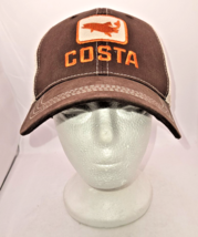 Costa FISH trucker hat mesh snap back baseball cap brown del mar beige cap - $19.34