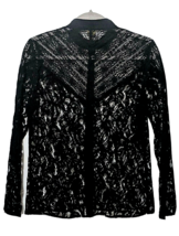 Women&#39;s Black Sheer Lace Top Blouse Shirt Button Down Sexy Worthington S... - $8.86