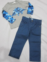 NWT Boys BABY GAP Teal Pants Camo Dinosaur Long Sleeve Shirt Set Outfit 2T - £17.39 GBP