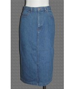VTG Ralph Lauren Authentic Dungarees Below Knee Denim Zipper Skirt Wm&#39;s ... - $75.21 CAD