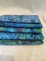 Aqua Blue Bundle Batik Cotton Fabric 5 - 1 Yard Pieces NEW - £34.04 GBP