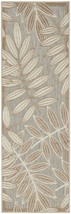 6&#39; Runner Gray And Ivory Floral Stain Resistant Indoor Outdoor Runner Rug - £68.86 GBP