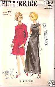 Butterick 4190 Dress in Two Lengths  Size 10 - $2.00