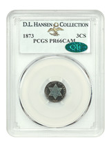1873 3CS PCGS/CAC PR66CAM ex: D.L. Hansen - $4,837.88