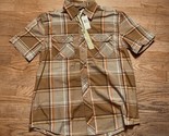 NWT Vintage PJ Mark Shirt Mens Sz L Tan Check Plaid Button Up Short Slee... - $14.85