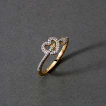 10K Yellow Gold 0.12Ct TW Diamond Heart and Arrow Fashion Ring - £191.13 GBP