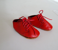 Modern Red Leather Ties Shoes 2 1/8&quot; for Medium Size Doll - $12.99