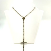 Vtg Signed Sterling LS Religious Cross Rosary Crystal Beads Pendant Necklace 38 - £66.19 GBP