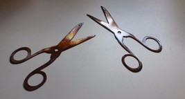 Small Scissors Set Sewing Room/Craft Room Decor Copper/Bronze Plated 7&quot; x 3 1/2&quot; - £14.87 GBP