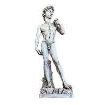 Statue grecque homme nu héros roi David Michel-Ange sculpture fonte marbre gris - $232.92