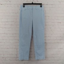 Lands End Pants Womens 4 Blue Striped Seesucker High Rise Cropped Casual - £19.97 GBP