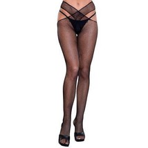 Wrap Around Pantyhose Fishnet Criss Cross Crotchless Hosiery Two Pieces 1917 - £11.83 GBP