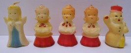 Gurley Vintage Christmas Candles Lot Of 5 Angel Snowman Choir Girls + Boy 3&quot; - £30.24 GBP