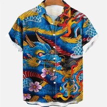 Men&#39;s Summer  Print Stylish Fashion Vacation Social  Hawaiian Short Sleeve Shirt - £86.57 GBP