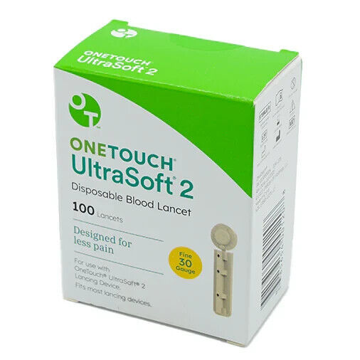 ONE TOUCH Ultra Soft 2 LANCETS, BOX of 100,  EXP DATE 7/31/2028,  FACTOR... - $12.99