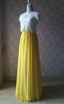 Yellow Chiffon Maxi Skirt Outfit Yellow High Waisted Floor Pleated Chiffon Skirt image 4