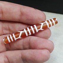 Tibetan Chinese red etched agate bead decorated carnelian bead - $36.80
