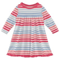 NWT KICKEE PANTS COTTON CANDY STRIPE L/S SWING DRESS SIZES: SIZE 6-12M NWT - £21.81 GBP