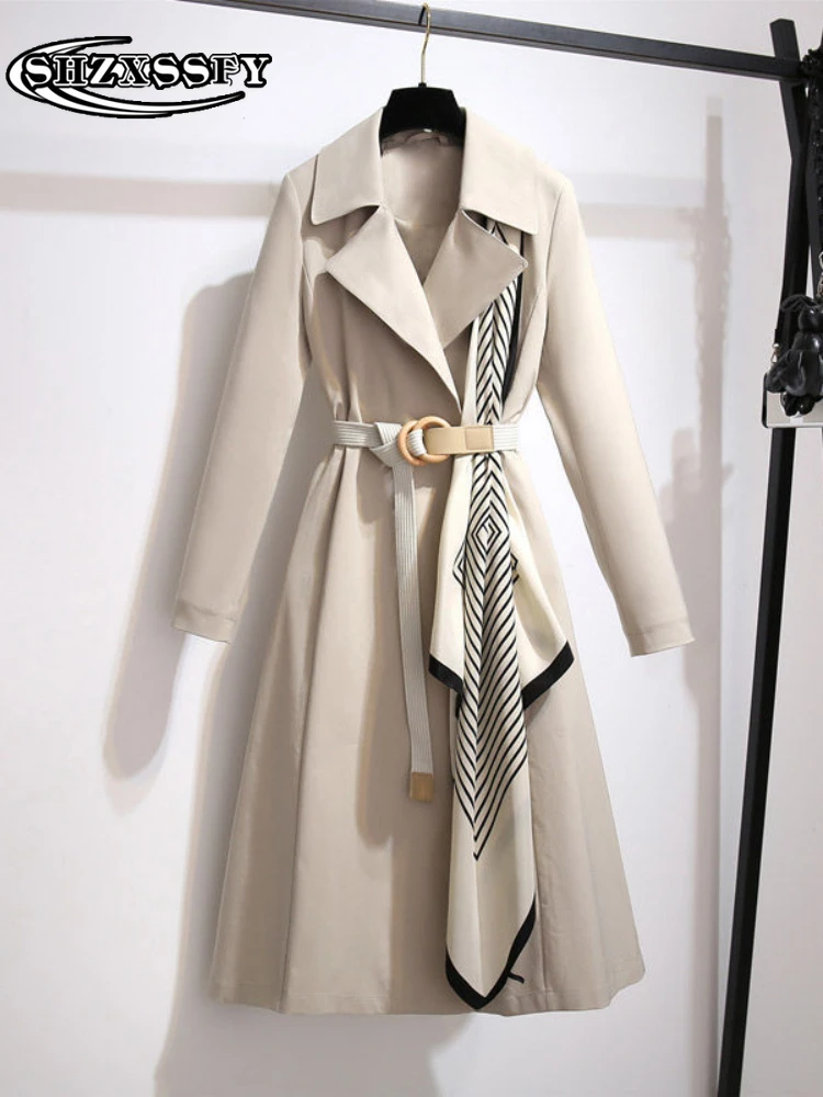 s Fashion Windbreakers New Loose &#39;s Long Trench Coat Casual Belt and Thi... - $191.87