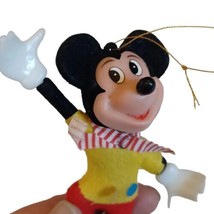 Vintage Disney Ornament Mickey Mouse Christmas Flocked Plastic Sears 70&#39;s - £5.57 GBP