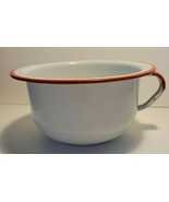 ENAMEL CHAMBER POT WHITE WITH RED TRIM VINTAGE - $23.38