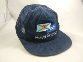 Irving Oil Nova Scotia Flag Hat Vintage Dark Blue Snapback Trucker Cap - £17.80 GBP