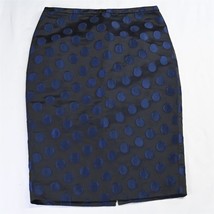 J.CREW 4 Black Blue Circle Brocade 26536 No 2 Womens Straight Pencil Skirt - £15.68 GBP