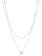 Authentic Crislu Double Layered Bezel Set Necklace, Platinum - $151.47