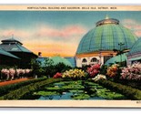 Belle Isle Horticultural Building Detroit Michigan MI Linen Postcard Y13 - $2.96