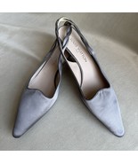 BrandNew Louis Vuitton 37.5 Slingback Kitten Heels Grey Silk Satin Leath... - $5,655.01 MXN