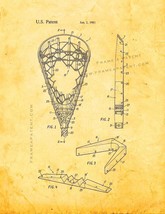 Lacrosse Stick Head Patent Print - Golden Look - $7.95+