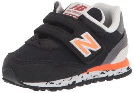 New Balance Kid&#39;s 515 V1 Hook and Loop Sneaker, Black/Vibrant Orange, 4 ... - $47.88