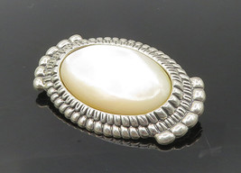 Carolyn Pollack Relios Silver - Vintage Mother Of Pearl Oval Brooch Pin - BP3876 - £69.59 GBP