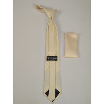 Men Stacy Adams Neck tie Hanky Set Business Formal Solid Color Satin S7 Beige image 2