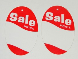Large 3.5&quot; Price Tags 1000 All Purpose Red &amp; White &quot;Sale&quot; Merchandise Un... - £23.49 GBP