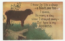 Vintage Postcard Black Sheep I&#39;ve Strayed Away But Here Is My Address - £5.41 GBP