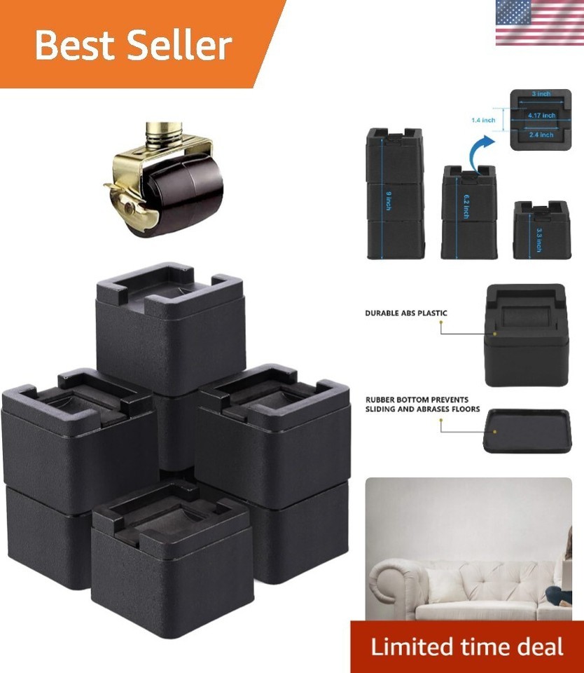8 Pack of Adjustable Square Bed Risers - Enhance Storage &amp; Accessibility - $58.03