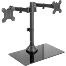 VIVO Freestanding Dual Monitor Stand with Sleek Glass Base and Adjustabl... - £73.14 GBP