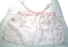 Vintage Sheer Pink Apron with White Lace - £11.95 GBP