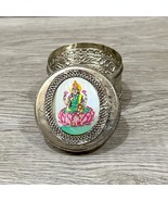 Vintage Silver Trinket Box with Lakshmi on Mother of Pearl, Jewelry or K... - $1,368.31 MXN