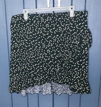 Retro Ruffle Split Hem Heart Print Mini Skirt Fits Large X-Large Mod - $9.90