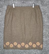 Ann Taylor Skirt Womens 10 Brown Beige Tan Wool Pencil Tweed Woven Business LOFT - £12.58 GBP