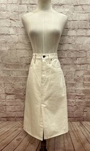 Madewell Womens Denim Midi Skirt Ivory Beige Size 25  Style #NF958 100% Cotton - £38.36 GBP