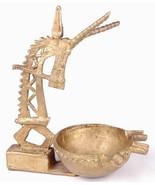 Vintage Brass African Ashtray-Ibex Gazelle-Incense Burner Pot Dish-7.5&quot; ... - $46.74